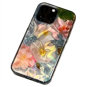 Voor iPhone 15 Pro Max Hoesje PC+TPU Telefoon Beschermhoes Laser Water Rimpel Bloemenpatroon Ontwerp