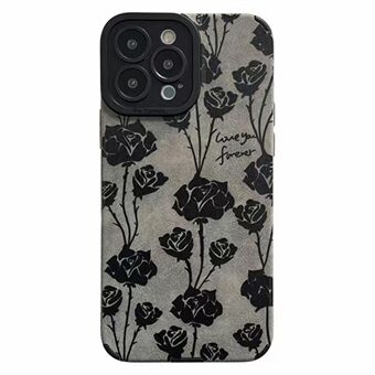 Voor iPhone 15 Pro Max Retro TPU Telefoonhoesje Grijs Roos Patroon Telefoonhoesjes Groothandel Mobiele Leverancier