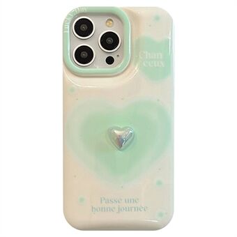 Voor iPhone 15 Pro Max hoesje met hart kunstontwerp, zachte TPU telefoonhoes - Wit