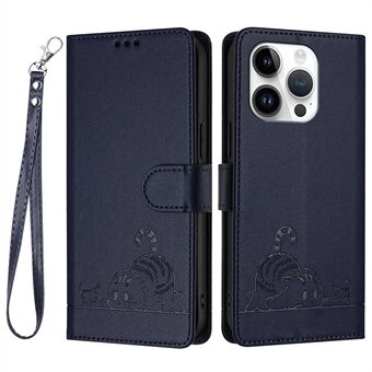 YB Imprinting serie-9 voor iPhone 15 Pro Max hoesje met RFID-blokkerend patroon-geïmpregneerd lederen telefoonhoes.