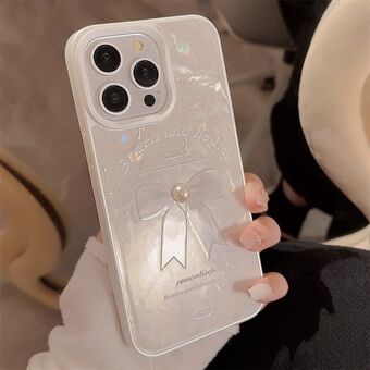 Voor iPhone 15 Pro Max Hoesje Schelp Patroon Parel Strikje Decoratie TPU Telefoonhoes