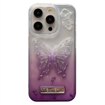 Voor de iPhone 15 Pro Max Gradient TPU-telefoonhoes met Butterfly-vormige PC-kickstand