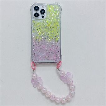 Voor iPhone 15 Pro Max hoesje TPU+Acryl Verdikte 4 hoeken telefoonhoesje met kralenarmband