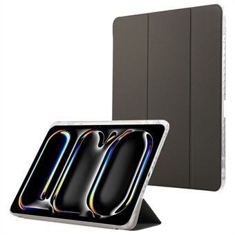 Voor iPad Pro 13 (2024) Tri-Fold Stand Case Koolstofvezelstructuur Leren Tablethoes.