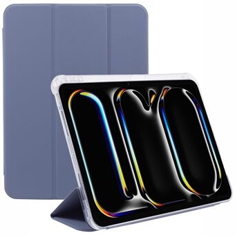 Voor iPad Pro 13 (2024) Hoesje met Penhouder PU Leer + Transparant TPU Drievoudige Stand Tablet Cover