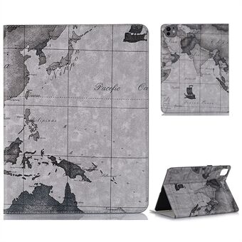 Voor iPad Pro 13 (2024) Hoes Wallet Map Patroon PU Leren Folio Tablet Bescherming Auto Wake / Sleep