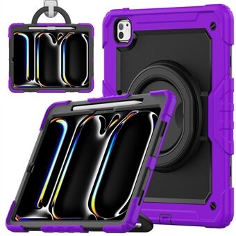 Voor iPad Pro 13 (2024) Kickstand Hoes PC+Silicone Tablet Bescherming met Schouderriem