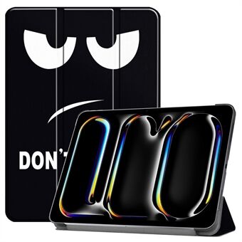 Voor iPad Pro 13 (2024) Hoesje Trifold Stand Patroon Leren Tablet Hoesje Slimme Wake Sleep