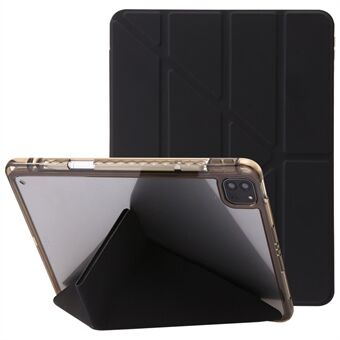 Voor de iPad Pro 13 (2024) Hoes TPU+Acryl+PU Leer Origami Standaard Transparante Achterkant Tablet Cover