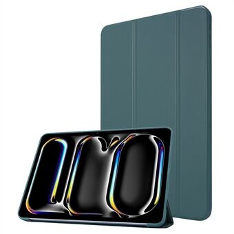 Voor iPad Pro 13 (2024) Hoes Tri-fold Stand Leren+Siliconen Tablethoes