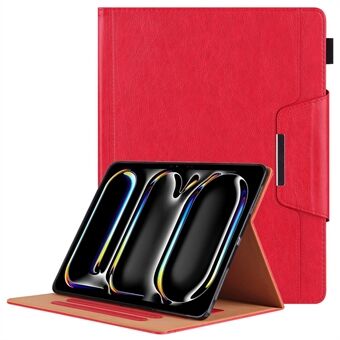 Voor iPad Pro 13 (2024) Standaard Hoes Automatisch Wekken/Slapen PU Leren Tablet Flip Cover met Portemonnee