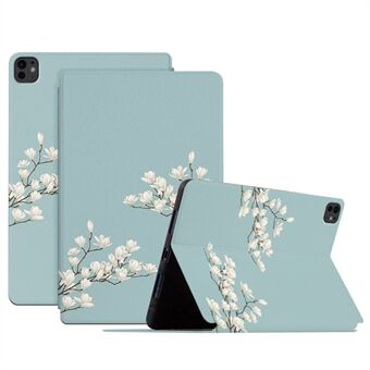 Voor iPad Pro 11 (2024) Hoesje Bloemenpatroon Flip Stand Lederen Slimme Tablet Cover