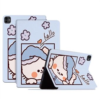 Voor de iPad Pro 11 (2024) Hoesje Schattig Cartoon Patroon PU Leren Slimme Flip Tablet Cover.