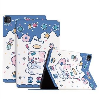 Voor iPad Pro 11 (2024) Hoes Schattig Cartoonpatroon Print PU Leren Tablethoes