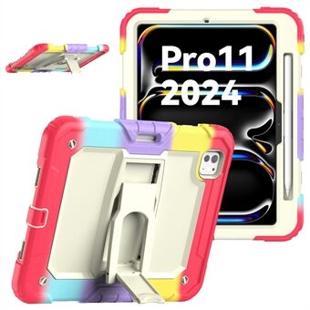 Voor iPad Pro 11 (2024) Hoesje PC+Silicone Tablet Cover met Schouderriem