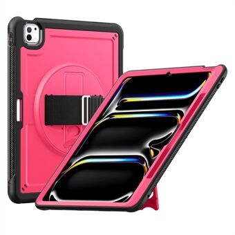 Voor iPad Pro 11 (2024) Hoes PC+TPU Kickstand Tablet Cover met Schouderriem