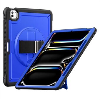 Voor iPad Pro 11 (2024) Hoes Warmteafvoer PC+TPU Tablethoes met Draaibare Handriem en Standaard