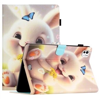 Voor iPad Pro 11 (2024) Hoesje Patroon Draagbare Beschermende Folio Leren Tablet Cover Kaart Houder