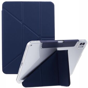 MUTURAL Voor iPad Pro 11 (2024) Hoes PU Leren Transparante Achterkant Tablet Cover met Potloodhouder Origami Standaard