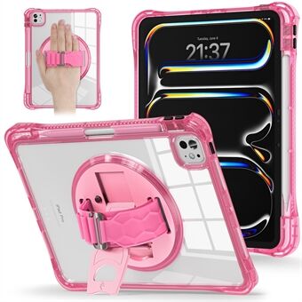 Voor iPad Pro 11 (2024) Hoes Handriem Standaard PC+TPU+Acryl Transparante Tablet Hoes