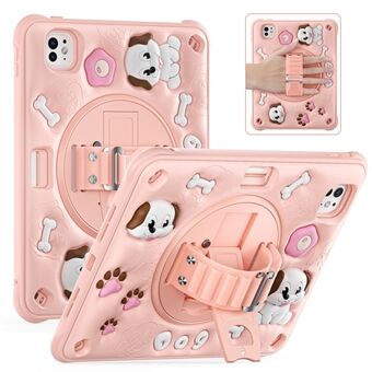 Voor iPad Pro 11 (2024) Hoes Kickstand Schattige Hond PC+Silicone+TPU Tablet Bescherming