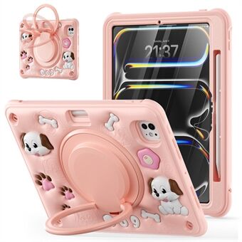 Voor iPad Pro 11 (2024) Hoesje Schattig Hondpatroon Standaard PC+Silicone+TPU Tablethoes