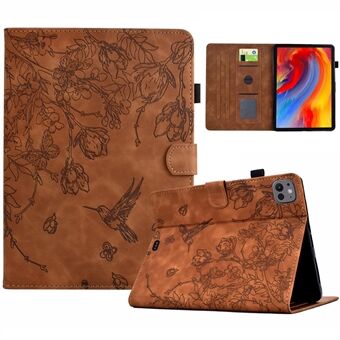 Voor iPad Pro 11 (2024) Hoes Bloem Vogel Bedrukt Kaart Houder Leren Tablet Cover