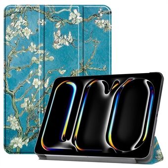 Voor iPad Pro 11 (2024) hoesje Trifold Stand PU lederen patroon Slimme tablet hoes