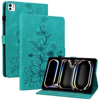 Voor iPad Pro 11 (2024) Hoesje Lily Bloemontwerp PU-Leder Drop Bescherming Tablet Hoesje