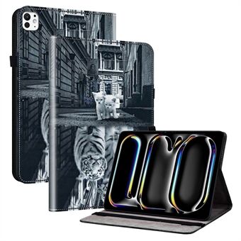 Voor iPad Pro 11 (2024) Hoes Stijlvol Patroon PU Leren Standaard Tablet Beschermhoes met Kaartsleuven