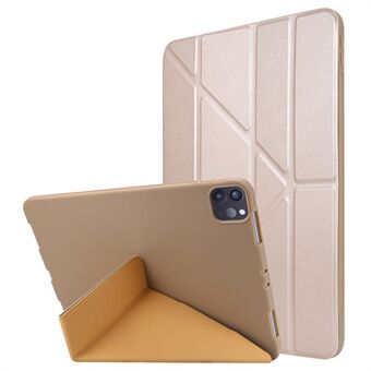 Voor iPad Pro 11 (2024) Hoes Origami Standaard PU Lederen+Silicone Deksel met Auto Slaap / Wek Functie