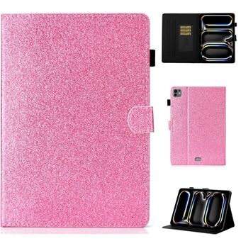 Voor iPad Pro 11 (2024) Hoes Kaartsleuf Standaard Glitterend PU Lederen Tablet Hoes