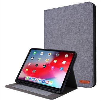 Voor iPad Air 11 (2024) Hoesje met Kaarthouder, Pennenhouder, Lederen Tablet Cover met Stoffen Textuur.