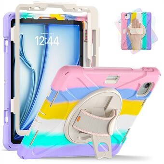 Voor iPad Air 11 (2024) Hoes met draaibare handriem en standaard TPU+PC+Siliconen tablethoes