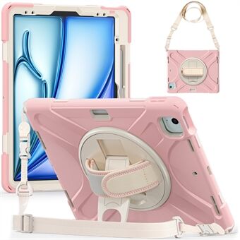 Voor iPad Air 11 (2024) Hoes met Schouderriem TPU+PC+Siliconen Kickstand Tablethoes