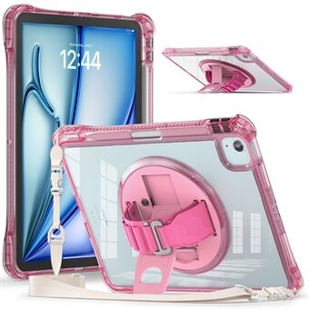 Voor iPad Air 11 (2024) / Air (2022) / (2020) / iPad Pro 11 (2022) / (2021) / (2020) / (2018) Kickstand Hoes PC+TPU+Acryl Deksel met Band