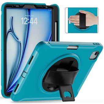 Voor iPad Air 11 (2024) / Air (2022) / (2020) / iPad Pro 11 (2022) / (2021) / (2020) / (2018) Draaibare Kickstand PC + TPU Tablethoes met Handriem