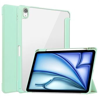 Voor iPad Air 11 (2024) Clear Case PU Leren Hoesje Met Automatische Wake/Sleep Functie en Pennenhouder