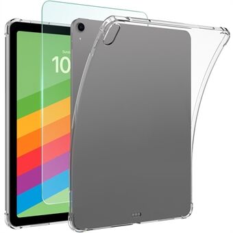 Voor iPad Air 11 (2024) hoes TPU valbestendige heldere tablet cover + gehard glas schermfolie.