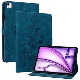 Voor iPad Air 11 (2024) Hoes met Kaartsleuven Leliebloem Leer+TPU Volledige Bescherming Tablet Hoes