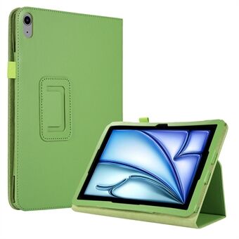 Voor iPad Air 11 (2024) Hoes Litchi Textuur Leren Tablet Cover met Bi-Fold Stand