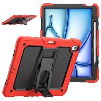 Voor iPad Air 13 (2024) Hoesje PC+Silicone met Standaard voor Pen en Schouderband Tablet Cover