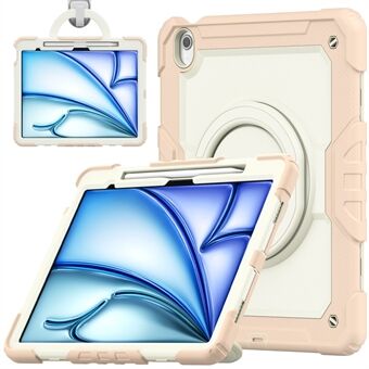 Voor iPad Air 13 (2024) Hoes Handgreep Kickstand PC+Silicone Tablethoes met Band