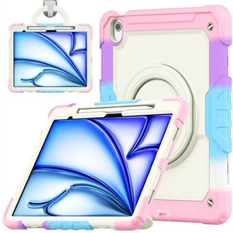 Voor iPad Air 13 (2024) Kickstand Case PC+Silicone Tablet Hoes met Riempje