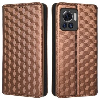Voor Motorola Edge 30 Ultra 5G / Edge X / Moto X30 Pro 5G Rhombus bedrukt lederen portemonnee Stand Cover Magnetische sluiting Telefoonhoes