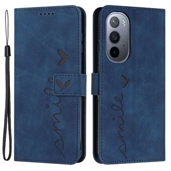 Voor Motorola Moto X30 Pro 5G / Edge 30 Ultra 5G Skin-touch Feeling Heart Shape bedrukt telefoonhoesje Anti-val PU lederen portemonnee Stand Shell met riem