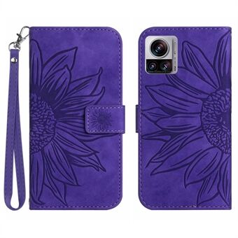 Voor Motorola Moto X30 Pro 5G / Edge 30 Ultra 5G HT04 Zonnebloem bedrukt PU lederen verstelbare Stand Case Skin-Touch Drop-proof telefoon portemonnee cover met draagriem