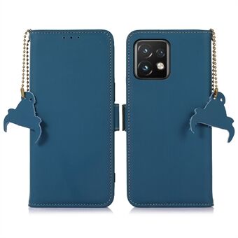 Voor Motorola Edge 40 Pro 5G / Moto X40 5G RFID-blokkerende schokbestendige telefoonhoes Echt lederen standaard portemonnee magneet flip cover.