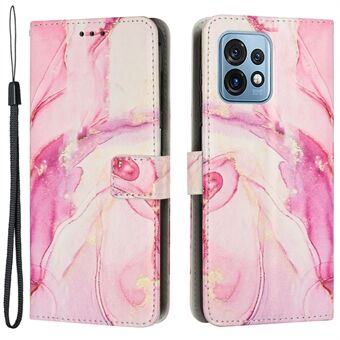 Voor Motorola Edge+ (2023) / Edge 40 Pro 5G / Moto X40 5G PU Leren Telefoonhoesje Marmer Patroon Stand Portemonnee Cover
