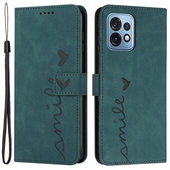 Voor Motorola Edge+ (2023) / Edge 40 Pro 5G / Moto X40 5G Geïmpregneerde Hart Cover Stand Portemonnee Leren Telefoonhoesje met Strap.